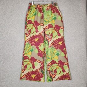 Alex & Parker Pants Womens Medium‎ Multicolor Floral Wide Leg Pockets Boho Style